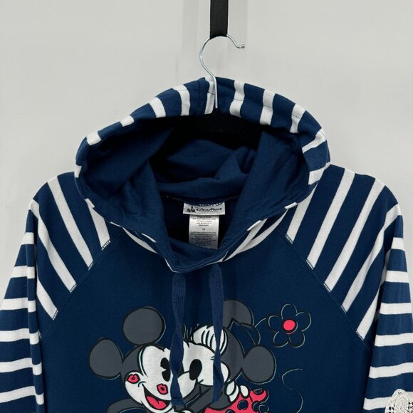 Disney‎ Parks Mickey & Minnie Hoodie With Lace Hem & Striped Sleeves Size LG - Picture 6 of 10